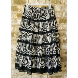 Alfred Dunner 24 Black White Skirt Elastic Waist